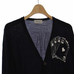 BED J.W. FORD リステア限定 Russian ニットカーディガン 長袖 Vネック トランプ刺繍 ウール 黒 ブラック BF-KT0003