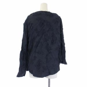 JIL SANDER セットアップ 変形 カットソー 長袖 ノースリーブワンピース ロング フリンジ 36 S 紺 ネイビー系
