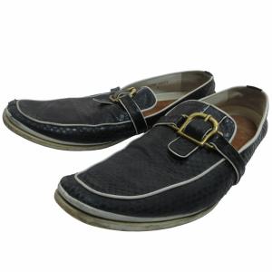 レザーシューズ ドレスシューズ ローファー イタリア製 金具付き 黒 ブラック 8 約28cm相当 GY03