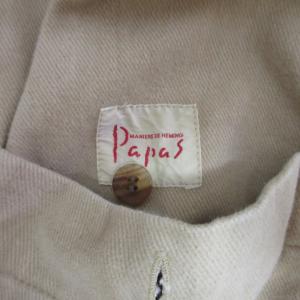Papas カバーオール ジャケット 襟コーデュロイ切替 ベージュ Lサイズ GY03