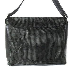 DIESEL メッセンジャーバッグ ショルダー 斜めがけ レザー 格子 メッシュ フラップ 黒 ブラック 鞄 GY01