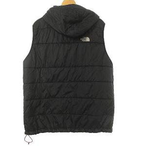 THE NORTH FACE 中綿ベスト フード ジップアップ キルティング ロゴ刺繍 黒 ブラック L GY01