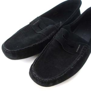 COACH コインローファー スエード メタルロゴ FG2985 黒 ブラック US10 27.5cm相当 シューズ