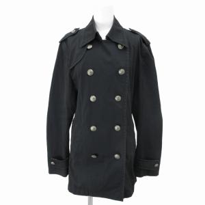 トレンチコート ジャケット ロゴボタン 裏地ノバチェック ひざ丈 M 黒 ブラック