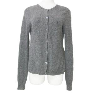 ニット カーディガン カシミヤ混 ウール 長袖 ポニー ワンポイント刺? S グレー X