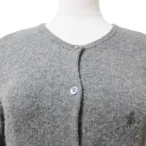 RALPH LAUREN ニット カーディガン カシミヤ混 ウール 長袖 ポニー ワンポイント刺? S グレー X