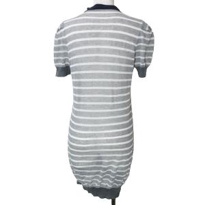 BRUNELLO CUCINELLI カーディガン 半袖 ボーダー 薄手 コットンニット M グレー ホワイト ネイビー X