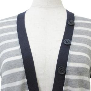 BRUNELLO CUCINELLI カーディガン 半袖 ボーダー 薄手 コットンニット M グレー ホワイト ネイビー X