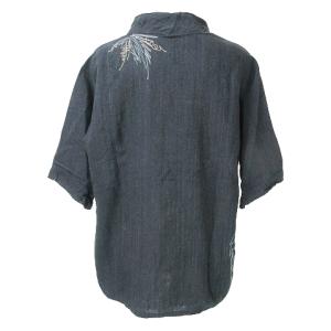 JURGEN LEHL J0101FB322 半袖 カットソー ハイネック コットン シルク 刺繍 カットオフ M 黒 ブラック X