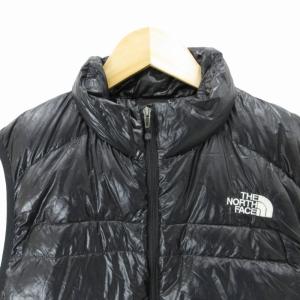 THE NORTH FACE ライトヒートベスト ダウン ジップアップ ロゴ刺繍 L 黒 ブラック ND18170