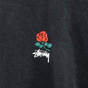 STUSSY BROOKLYN ROSE Tシャツ カットソー ロンT 長袖 バラ ロゴ プリント 黒 ブラック L GY01