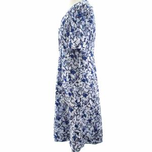 BALENCIAGA ワンピース 半袖 ひざ丈 花柄 総柄 コットン 白 青 ブルー ホワイト