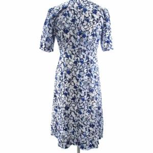 BALENCIAGA ワンピース 半袖 ひざ丈 花柄 総柄 コットン 白 青 ブルー ホワイト