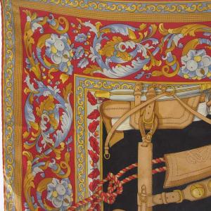 LOEWE スカーフ 大判 シルク100％ 総柄 ベルト柄 マルチカラー GY01