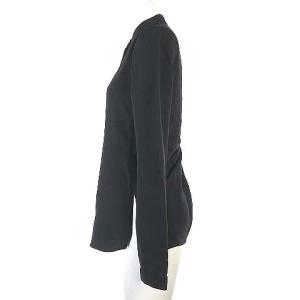 EMPORIO ARMANI ブラウス シャツ シルク 長袖 スタンドカラー バックシャン 比翼 紺 ネイビー GY99