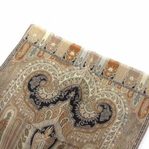 タグ付き スカーフ 大判 ペイズリー ウール シルク混 ベージュ系（2024  