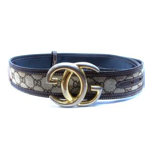 GUCCI ヴィンテージ ベルト インターロッキンG GGキャンバス レザー 茶 ブラウン 75 GY99