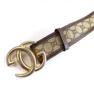 GUCCI ヴィンテージ ベルト インターロッキンG GGキャンバス レザー 茶 ブラウン 75 GY99