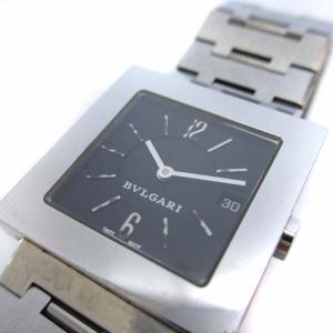 BVLGARI クアドラード 腕時計 クォーツ デイト アナログ SQ27SSD 黒文字盤 シルバーカラー
