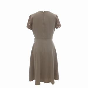 ANAYI ワンピース フレンチスリーブ 首元レース ひざ丈 ピンクベージュ