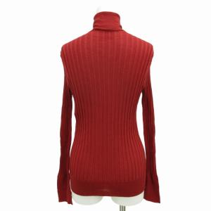 Salvatore Ferragamo リブニット セーター ハイネック カシシル 長袖 S 赤 レッド