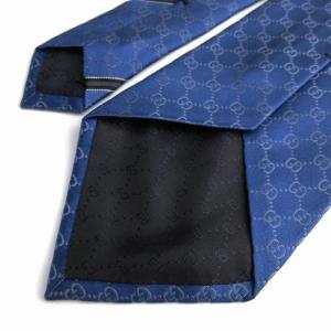 GUCCI ネクタイ レギュラータイ シルク 総柄 青 ブルー