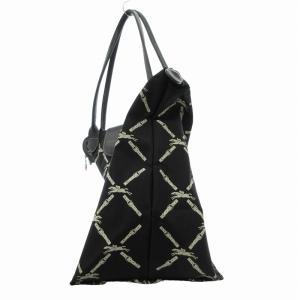 Longchamp ル・プリアージュ Le Pliage トートバッグ ハンドバッグ ロゴ総柄 黒 ブラック