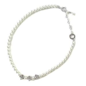 美品 ■ アンテプリマ ANTEPRIMA ネックレス ビジュー付き パール風 ネックレス フェイクパール ビジュー シルバー金具 白 ホワイト