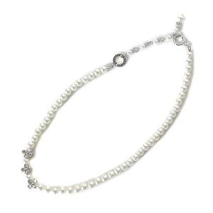 ネックレス フェイクパール ビジュー シルバー金具 白 ホワイト