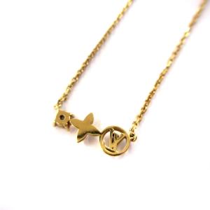 LOUIS VUITTON M00368 コリエ プティ ルイ ネックレス ストラス モノグラムフラワー ゴールド