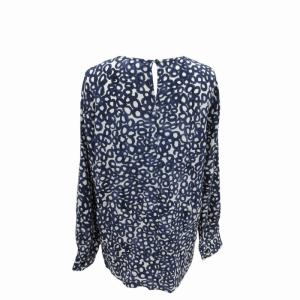 Max Mara 白タグ カットソー ブラウス 総柄 長袖 紺 ネイビー 白 ホワイト GY31