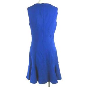 DIANE von FURSTENBERG ワンピース ノースリーブ ひざ丈 マーメイド Vネック ストレッチ ステッチ切替 D829301S14 青 ブルー 10 L位