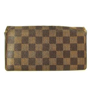 LOUIS VUITTON N61734 ダミエ ポルトフォイユ サラ 長財布 レザー 茶 ブラウン