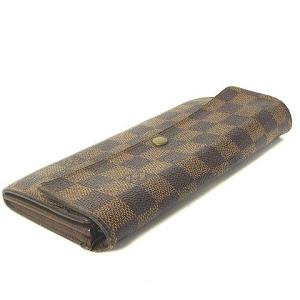 LOUIS VUITTON N61734 ダミエ ポルトフォイユ サラ 長財布 レザー 茶 ブラウン