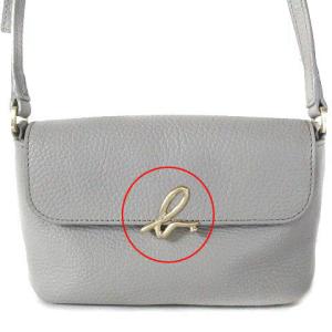 agnes b. ミニショルダーバッグ 斜めがけ クロスボディ レザー 牛革 シボ フラップ グレー 鞄