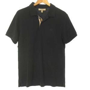 ポロシャツ 半袖 鹿の子 ワンポイント ロゴ刺繍 ノバチェック使い 黒 ブラック S