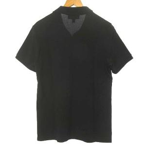 BURBERRY LONDON ポロシャツ 半袖 鹿の子 ワンポイント ロゴ刺繍 ノバチェック使い 黒 ブラック S