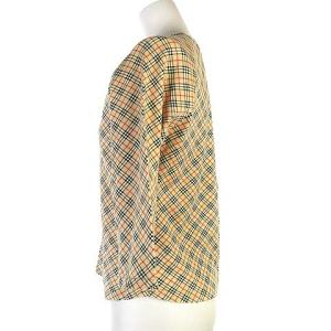 BURBERRY BLUE LABEL カットソー ノバチェック 長袖 ワンポイント ロゴ刺繍 ベージュ M