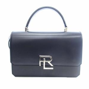 RALPH LAUREN RL 888 Collection ボックスカーフスキントップ バッグ ネイビー