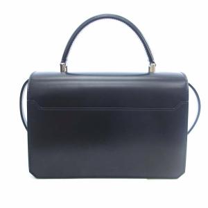 RALPH LAUREN RL 888 Collection ボックスカーフスキントップ バッグ ネイビー