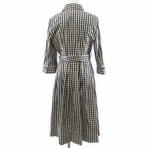 Leilian シャツワンピース チェック REGGIANI生地 ホワイト ネイビー 13