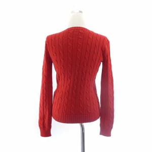 POLO RALPH LAUREN ケーブルニット ワンポイント 刺繍 クルーネック 長袖 RN41381 赤 XS