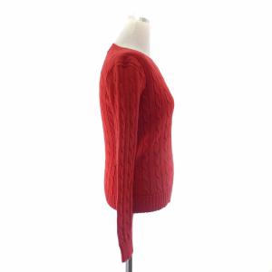 POLO RALPH LAUREN ケーブルニット ワンポイント 刺繍 クルーネック 長袖 RN41381 赤 XS