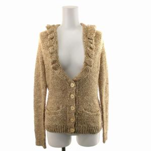 カーディガン  カットソー HAND KNIT シルク フリル XS ベージュ