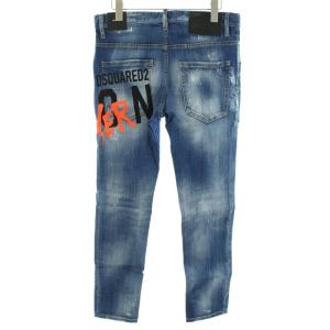 DSQUARED2 デニムパンツ ダメージ加工 ペイント加工 インディゴブルー