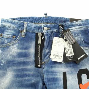 DSQUARED2 デニムパンツ ダメージ加工 ペイント加工 インディゴブルー