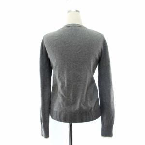 BURBERRY BLUE LABEL 長袖 ニット セーター ロゴ コットン クルーネック グレー M