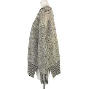 CLANE 23SS ダブルフェイス カット ネック ワイド ニット トップス セーター 長袖 14106-2112 グレージュ 1