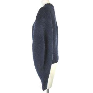CLANE 23AW ブローチセット ソフトスラブ ニットトップス セーター 長袖 15106-2392 紺 ネイビー 1 S位