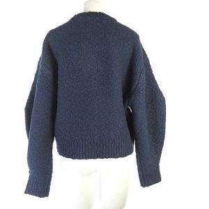 CLANE 23AW ブローチセット ソフトスラブ ニットトップス セーター 長袖 15106-2392 紺 ネイビー 1 S位
